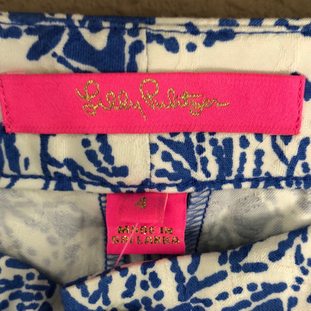 Lilly Pulitzer Kelly Blue and White Skinny Ankle Pants - Picture 2 of 5